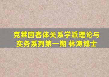 克莱因客体关系学派理论与实务系列第一期 林涛博士